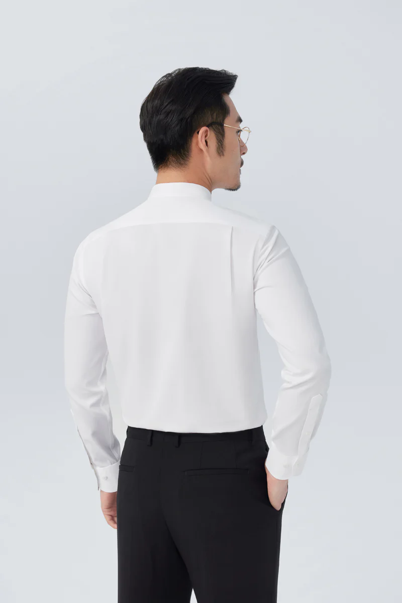 Wrinkle-Free Mandarin Collar Dress Shirt | White WH001Z - Image 4