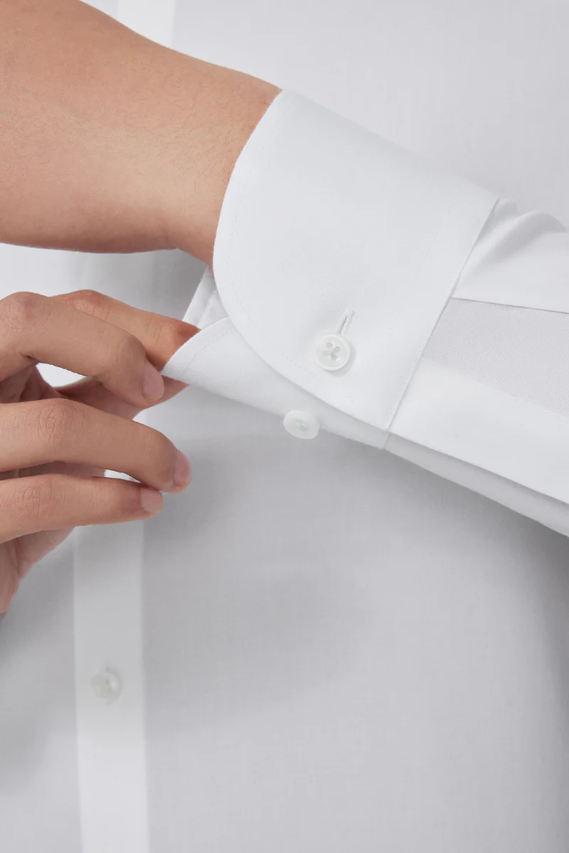 Wrinkle-Free Mandarin Collar Dress Shirt | White WH001Z - Image 5