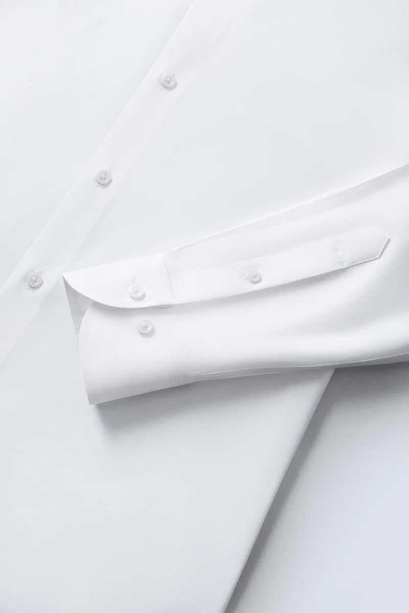 Wrinkle-Free Mandarin Collar Dress Shirt | White WH001Z - Image 7