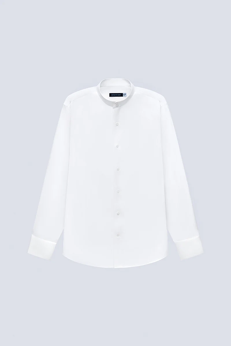 Wrinkle-Free Mandarin Collar Dress Shirt | White WH001Z - Image 9