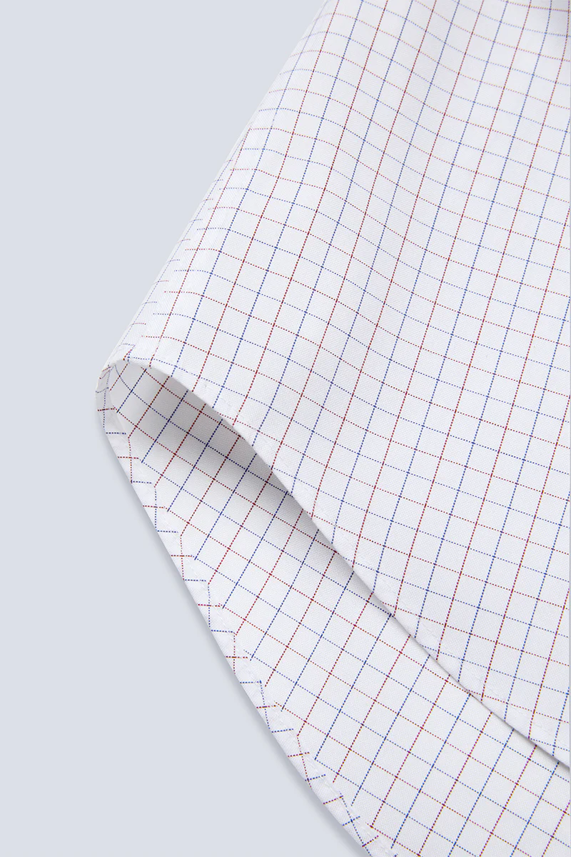Wrinkle-Free Pinpoint Oxford Dress Shirt | Blue Check 8900DK - Image 10