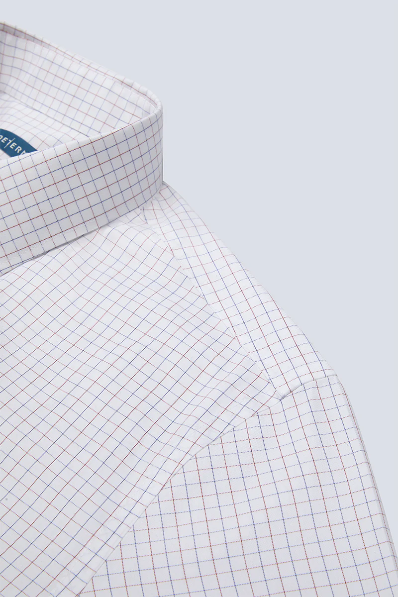 Wrinkle-Free Pinpoint Oxford Dress Shirt | Blue Check 8900DK - Image 13