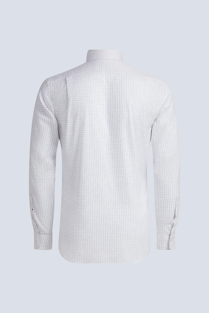 Wrinkle-Free Pinpoint Oxford Dress Shirt | Blue Check 8900DK - Image 15