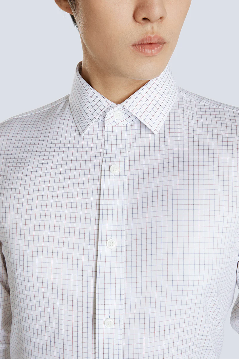 Wrinkle-Free Pinpoint Oxford Dress Shirt | Blue Check 8900DK - Image 2