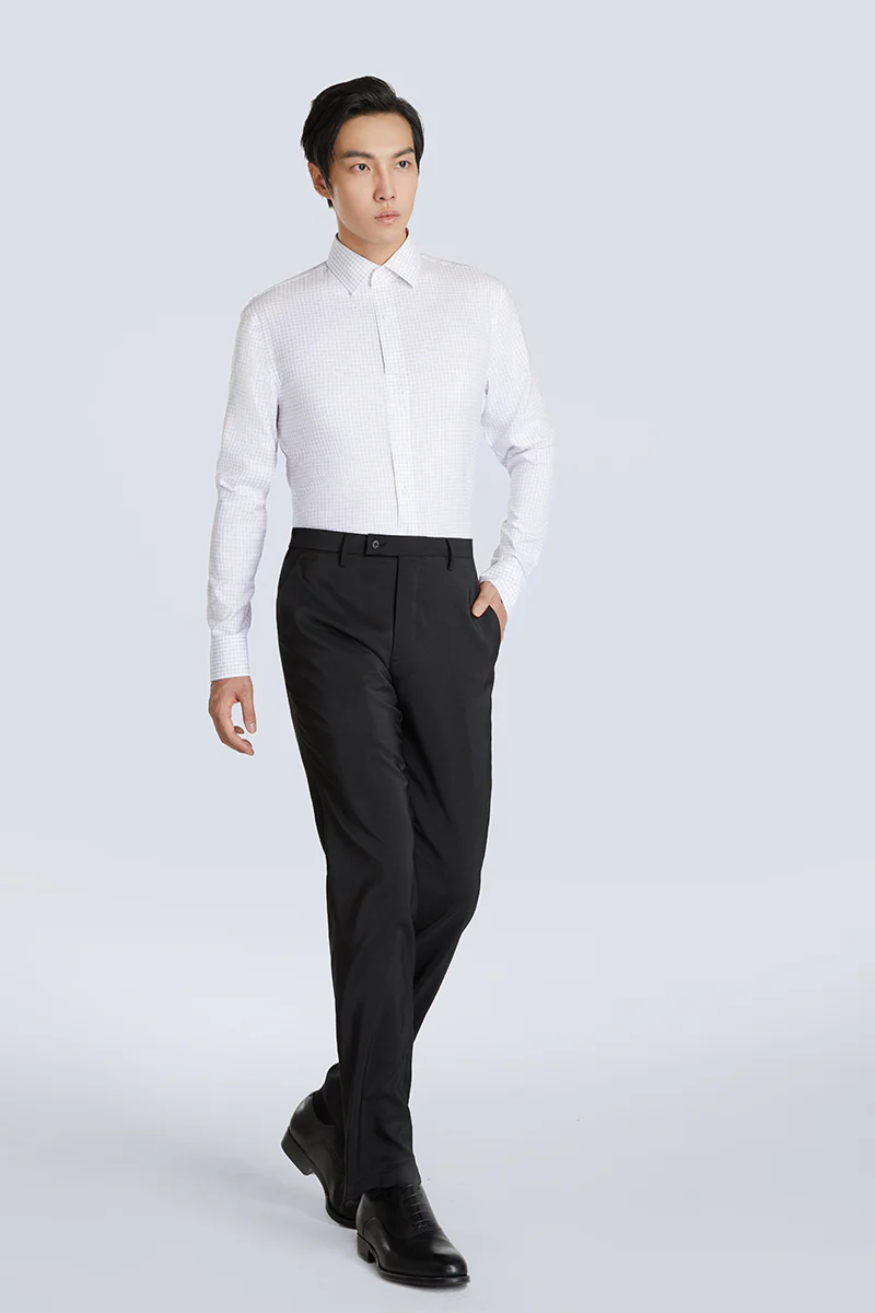 Wrinkle-Free Pinpoint Oxford Dress Shirt | Blue Check 8900DK - Image 3