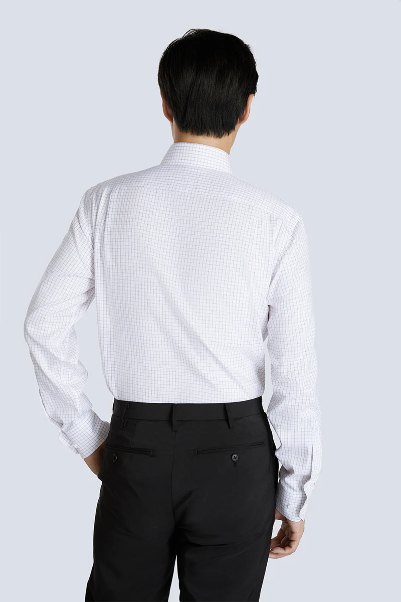 Wrinkle-Free Pinpoint Oxford Dress Shirt | Blue Check 8900DK - Image 4