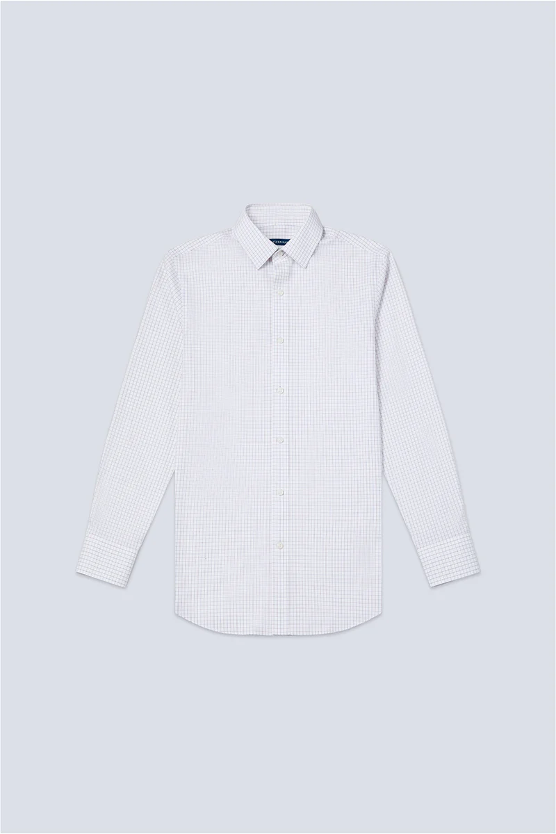 Wrinkle-Free Pinpoint Oxford Dress Shirt | Blue Check 8900DK - Image 7
