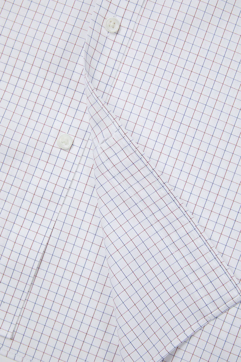 Wrinkle-Free Pinpoint Oxford Dress Shirt | Blue Check 8900DK - Image 8