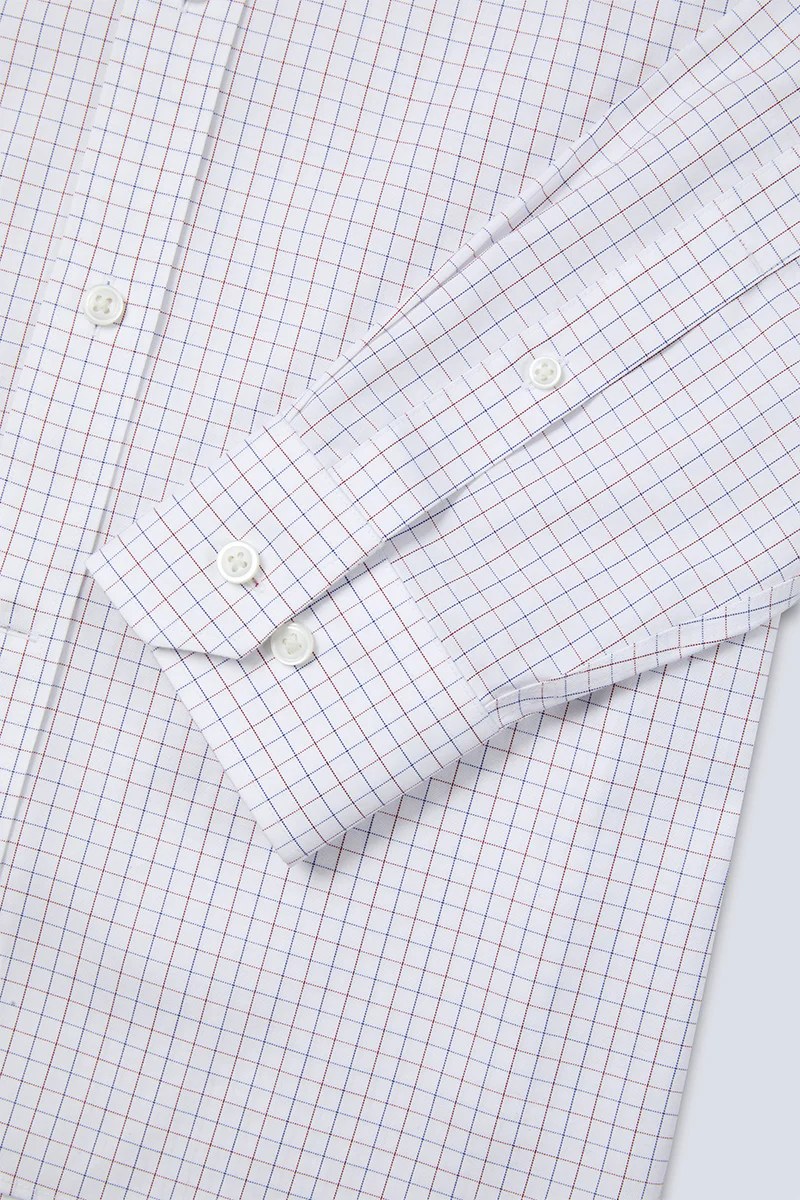 Wrinkle-Free Pinpoint Oxford Dress Shirt | Blue Check 8900DK - Image 9