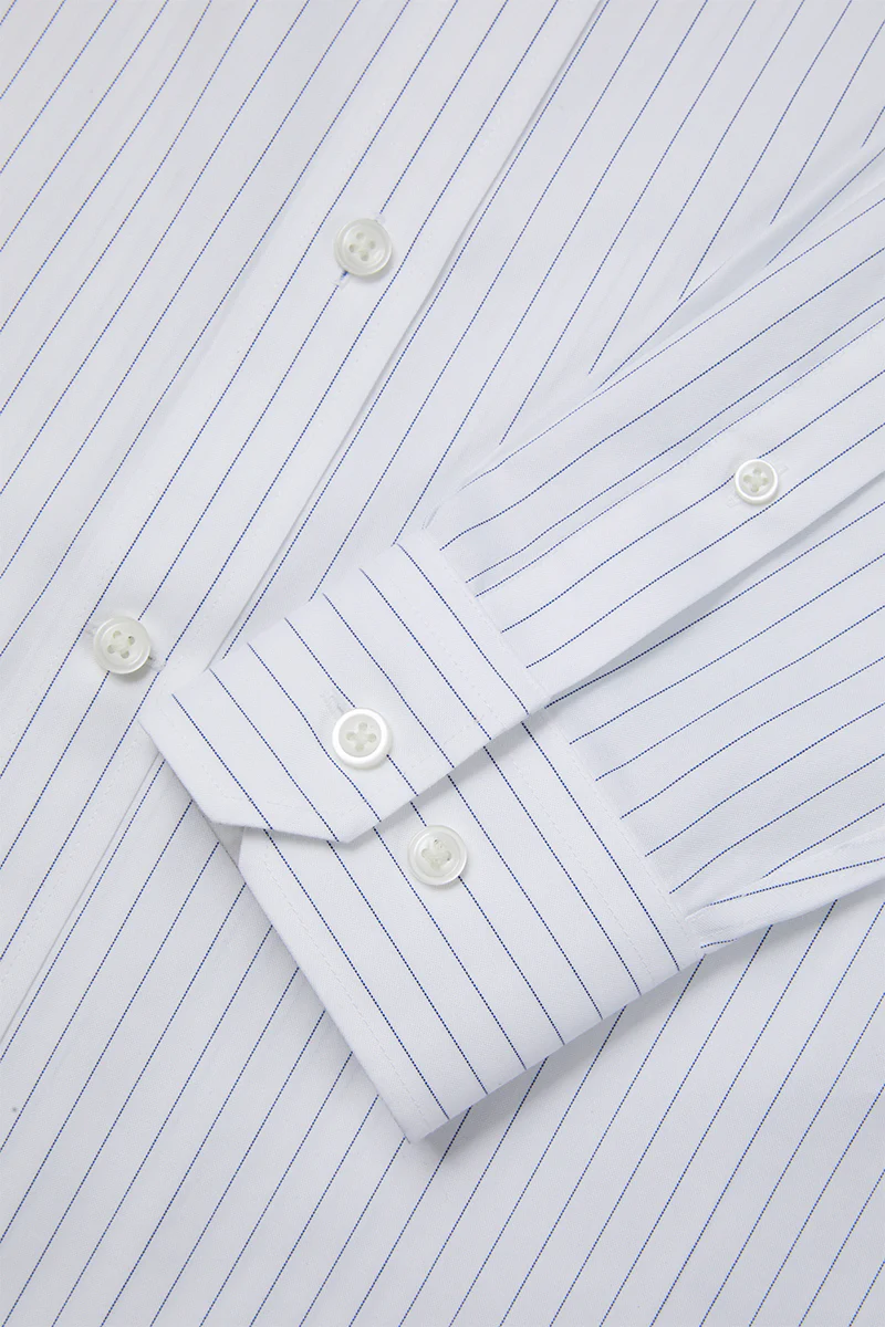 Wrinkle-Free Pinpoint Oxford Dress Shirt | Blue Stripes 9566DK - Image 11