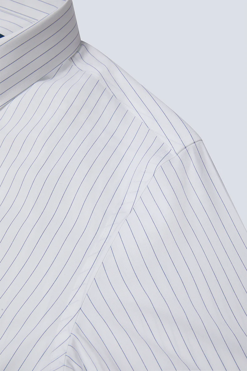 Wrinkle-Free Pinpoint Oxford Dress Shirt | Blue Stripes 9566DK - Image 14