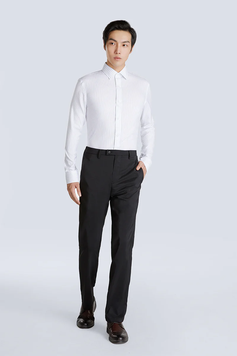 Wrinkle-Free Pinpoint Oxford Dress Shirt | Blue Stripes 9566DK - Image 3