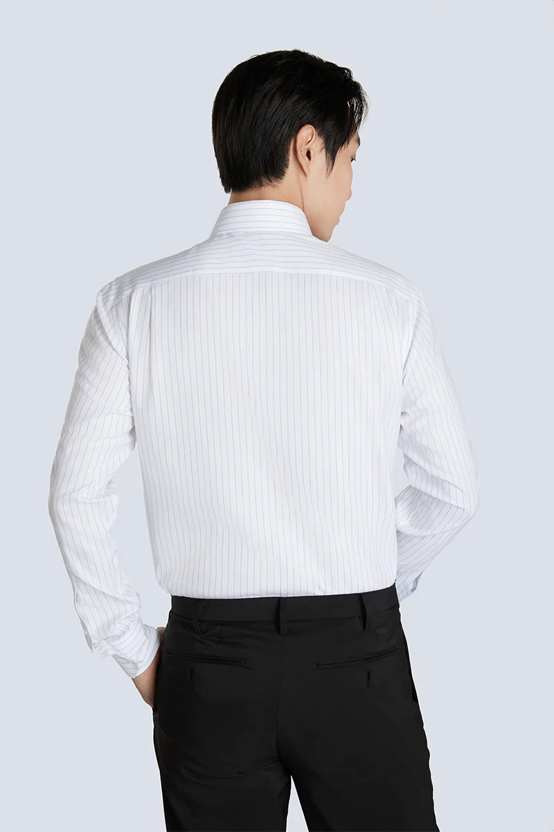 Wrinkle-Free Pinpoint Oxford Dress Shirt | Blue Stripes 9566DK - Image 4