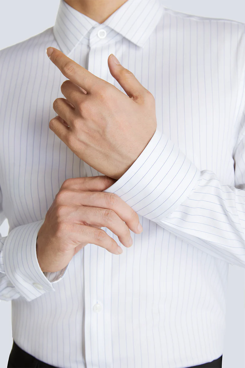 Wrinkle-Free Pinpoint Oxford Dress Shirt | Blue Stripes 9566DK - Image 5