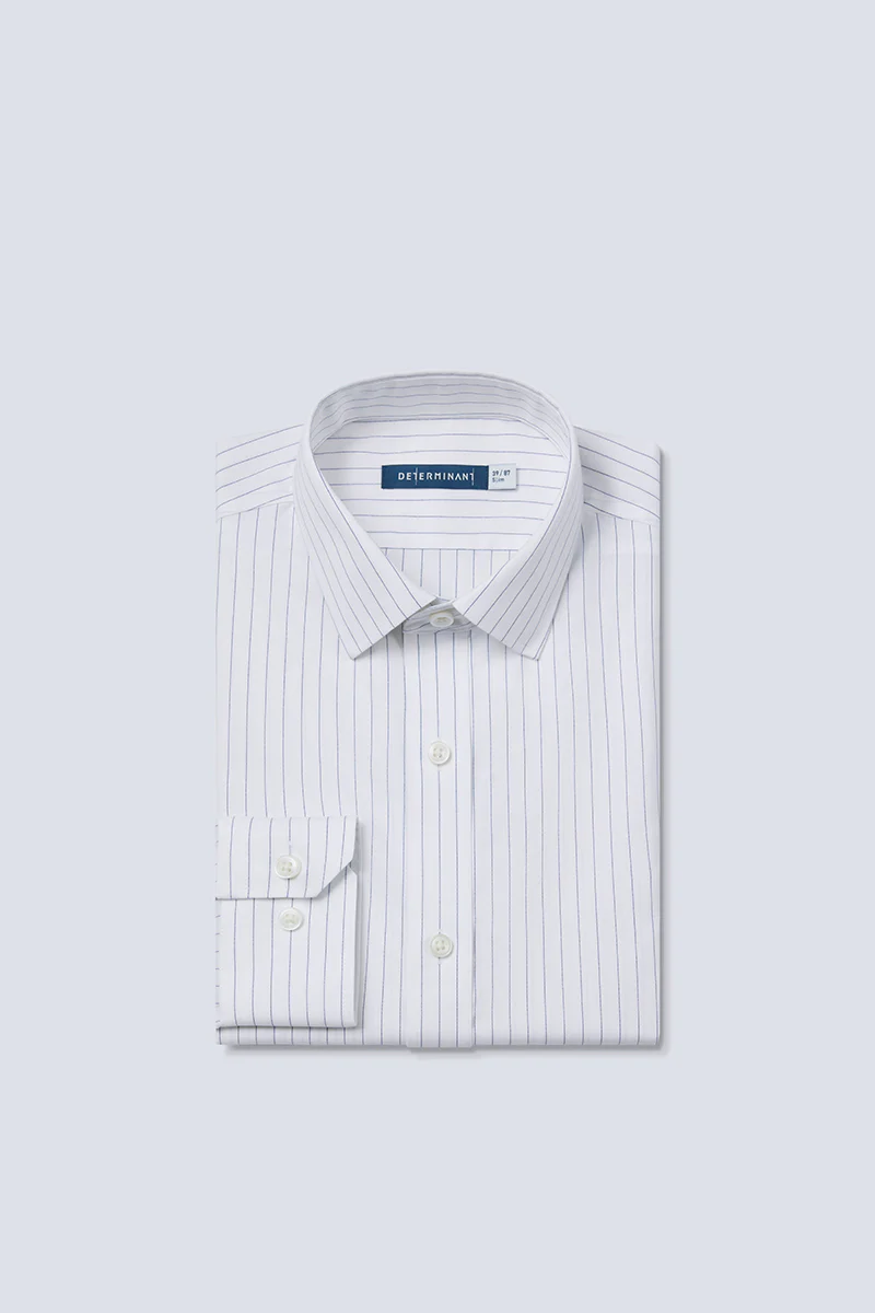 Wrinkle-Free Pinpoint Oxford Dress Shirt | Blue Stripes 9566DK - Image 6
