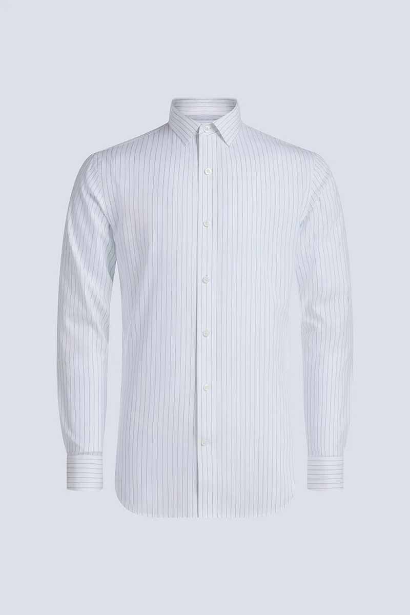 Wrinkle-Free Pinpoint Oxford Dress Shirt | Blue Stripes 9566DK - Image 7
