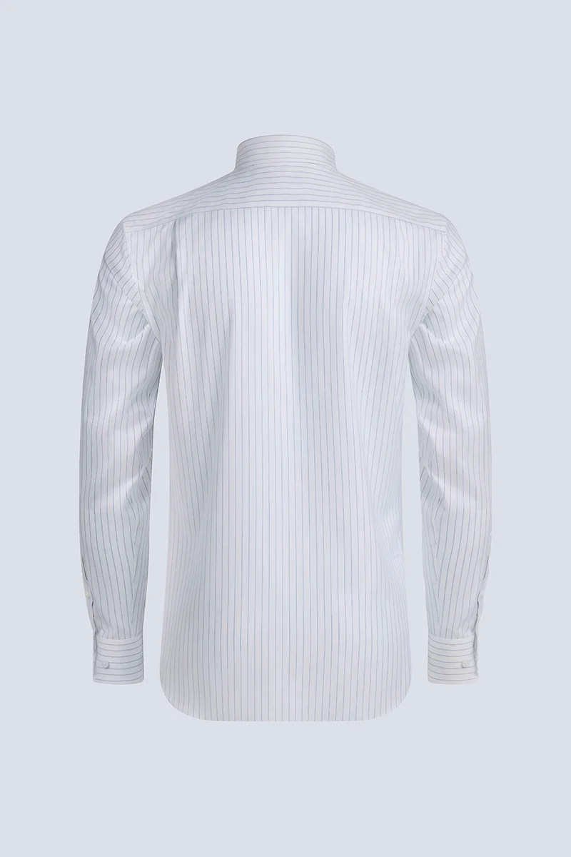 Wrinkle-Free Pinpoint Oxford Dress Shirt | Blue Stripes 9566DK - Image 8