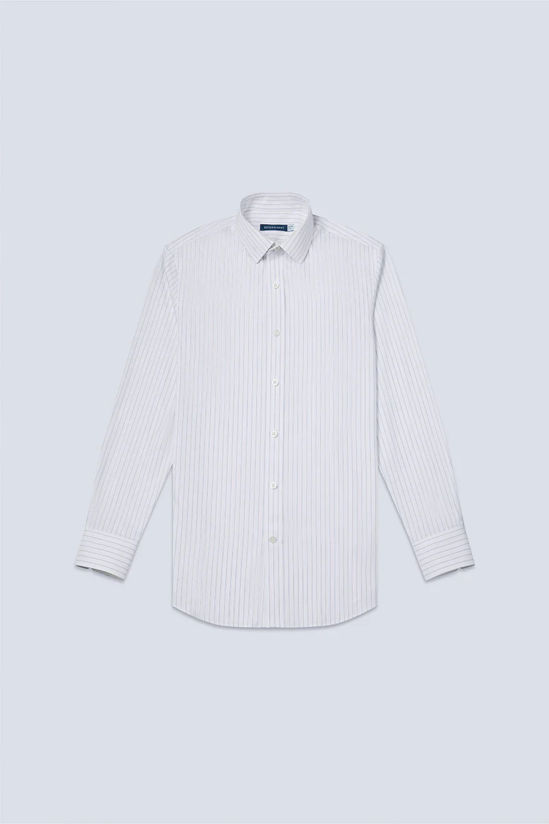 Wrinkle-Free Pinpoint Oxford Dress Shirt | Blue Stripes 9566DK - Image 9