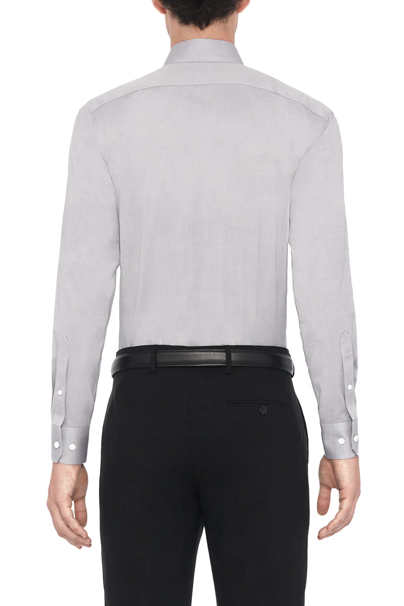 Wrinkle-Free Pinpoint Oxford Dress Shirt | Grey 11284N - Image 4