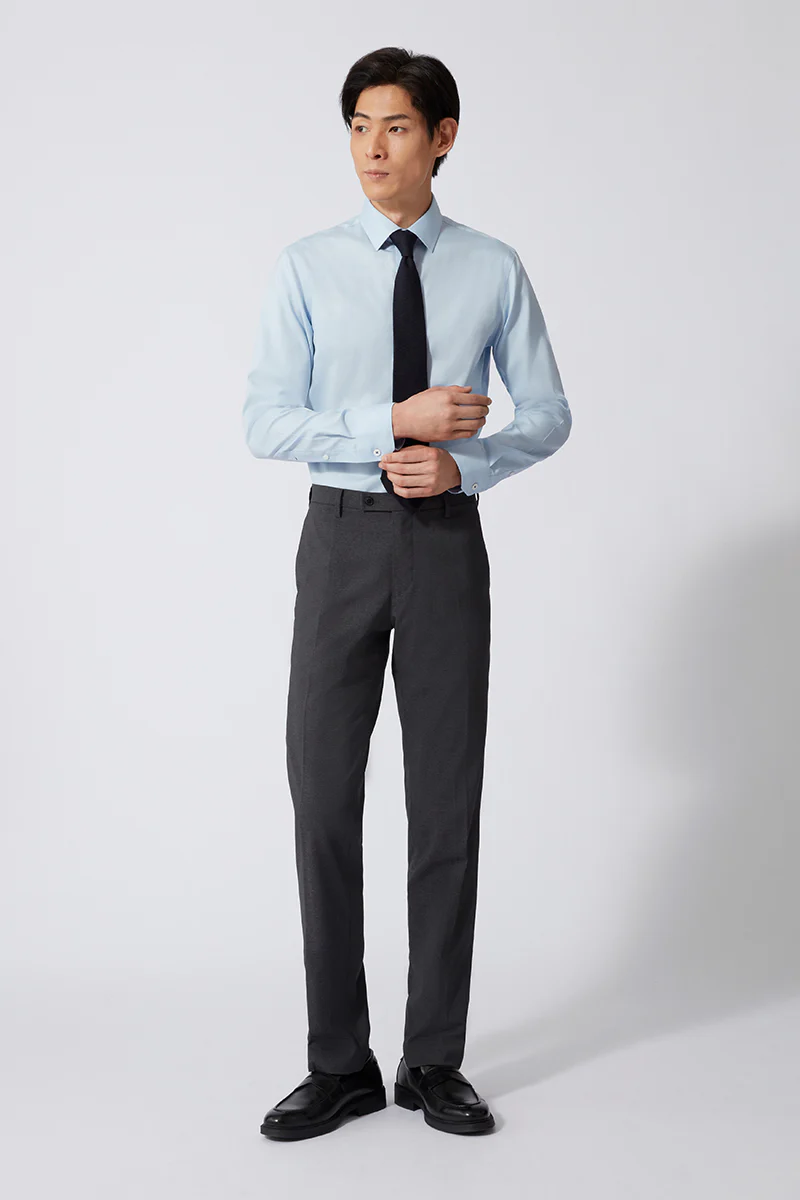 Wrinkle-Free Pinpoint Oxford Dress Shirt | Light Blue 15940P - Image 3