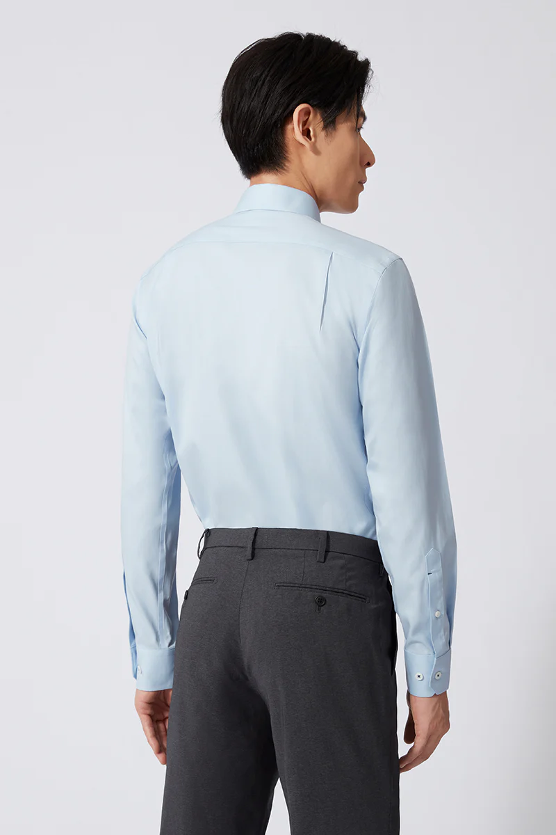 Wrinkle-Free Pinpoint Oxford Dress Shirt | Light Blue 15940P - Image 4