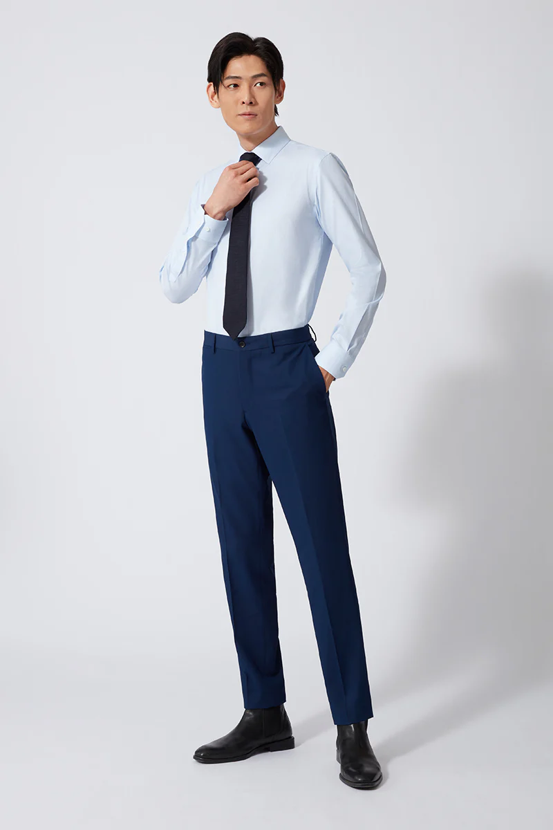 Wrinkle-Free Pinpoint Oxford Dress Shirt | Light Blue Stripes 1581NZ - Image 3