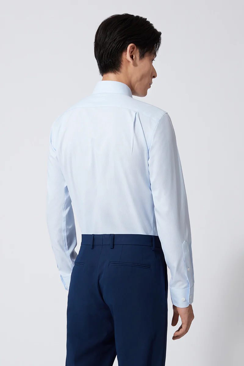 Wrinkle-Free Pinpoint Oxford Dress Shirt | Light Blue Stripes 1581NZ - Image 4