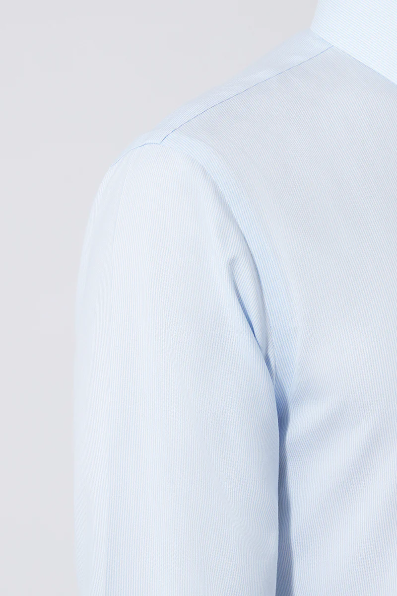 Wrinkle-Free Pinpoint Oxford Dress Shirt | Light Blue Stripes 1581NZ - Image 5
