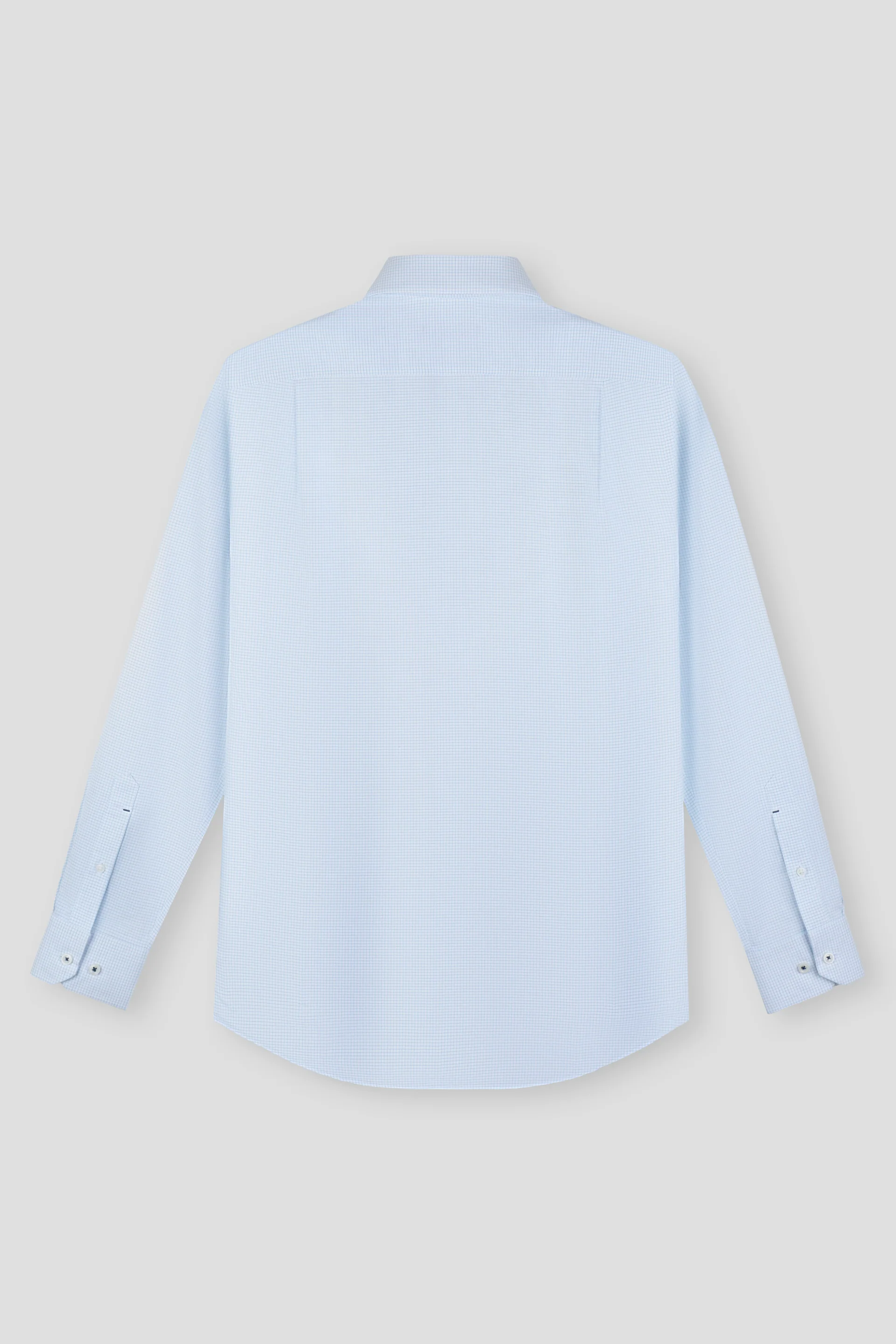 Wrinkle-Free Pinpoint Oxford Dress Shirt | Light Blue White Check 7340NZ - Image 3