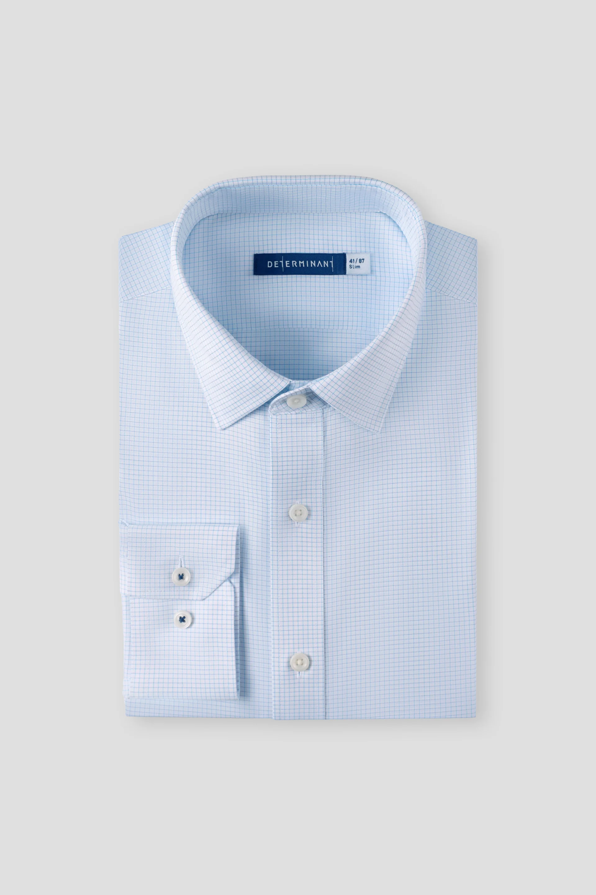 Wrinkle-Free Pinpoint Oxford Dress Shirt | Light Blue White Check 7340NZ - Image 4
