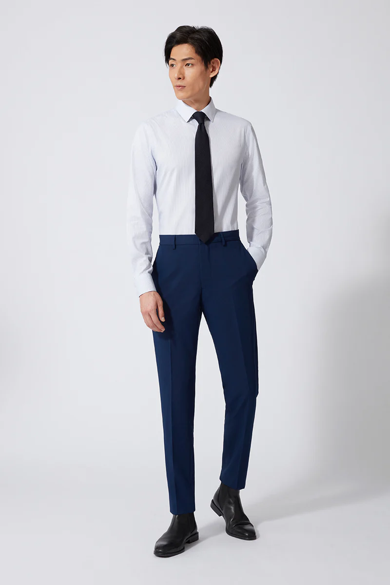 Wrinkle-Free Pinpoint Oxford Dress Shirt | Navy Stripes 1143NZ - Image 3