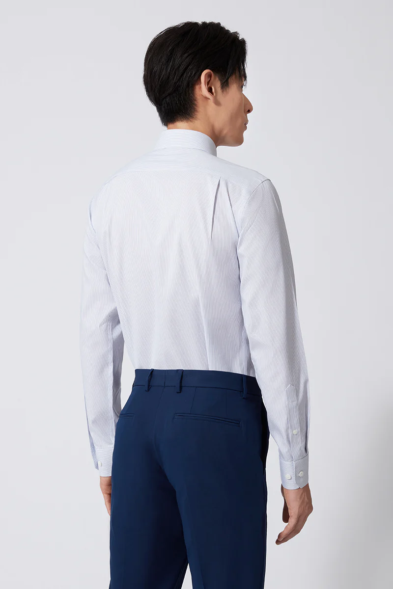 Wrinkle-Free Pinpoint Oxford Dress Shirt | Navy Stripes 1143NZ - Image 4