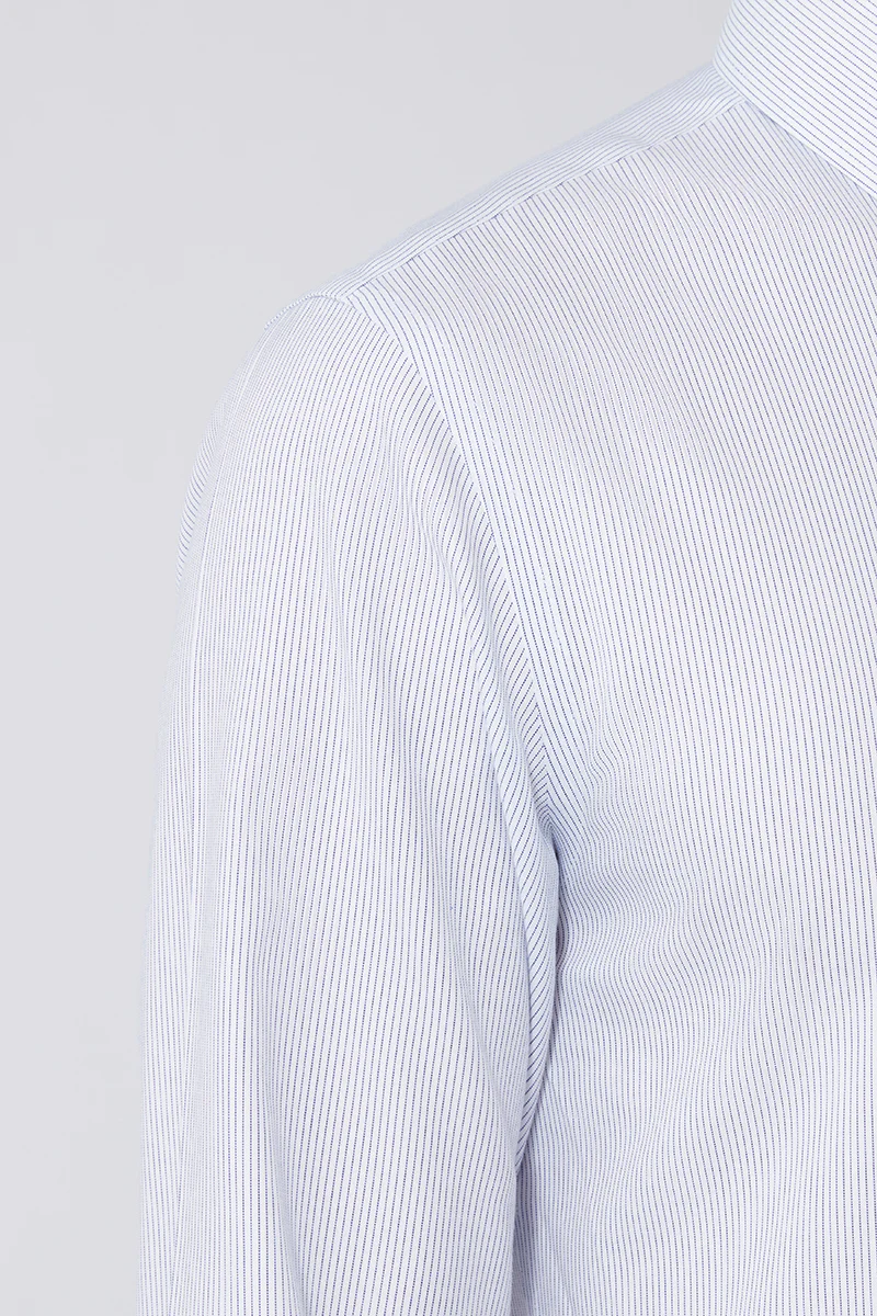 Wrinkle-Free Pinpoint Oxford Dress Shirt | Navy Stripes 1143NZ - Image 5
