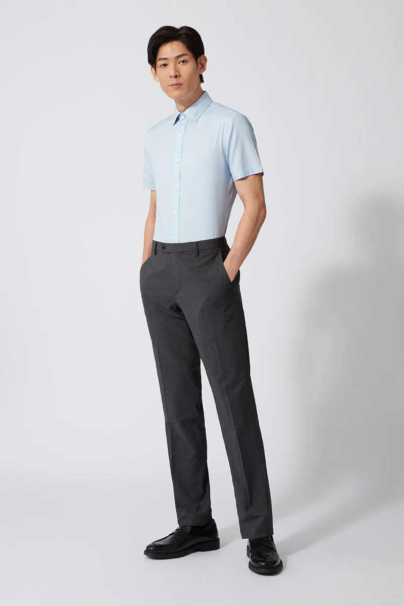 Wrinkle-Free Pinpoint Oxford Short Sleeve Dress Shirt | Light Blue 15940P - Image 3