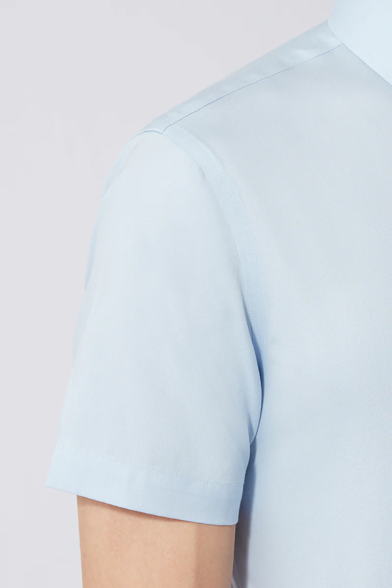 Wrinkle-Free Pinpoint Oxford Short Sleeve Dress Shirt | Light Blue 15940P - Image 5
