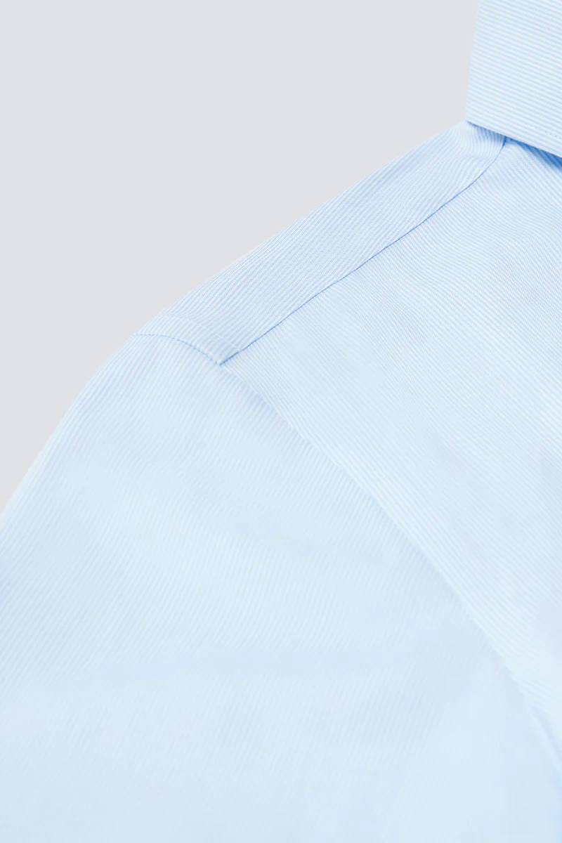 Wrinkle-Free Pinpoint Oxford Short Sleeve Dress Shirt | Light Blue Stripes 1581NZ - Image 12