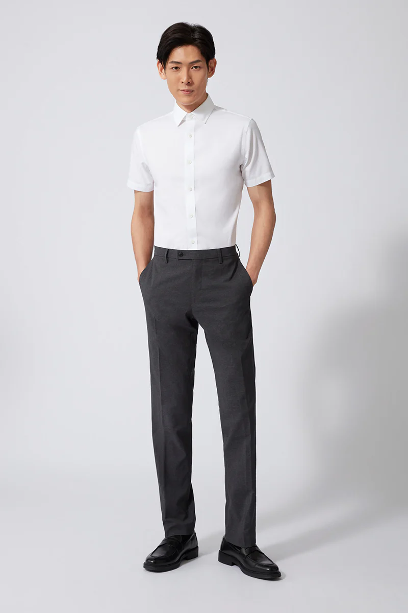 Wrinkle-Free Pinpoint Oxford Short Sleeve Dress Shirt | White WH001Z - Image 3