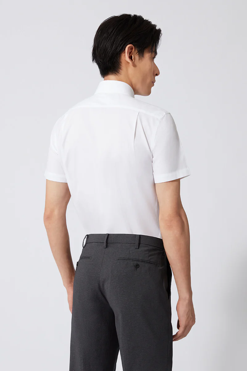 Wrinkle-Free Pinpoint Oxford Short Sleeve Dress Shirt | White WH001Z - Image 4