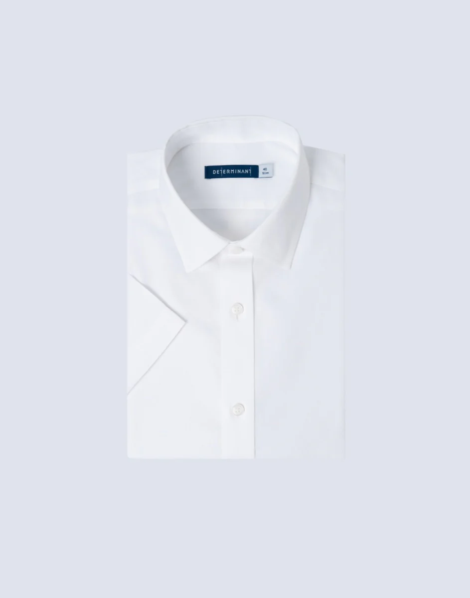 Wrinkle-Free Pinpoint Oxford Short Sleeve Dress Shirt | White WH001Z - Image 8