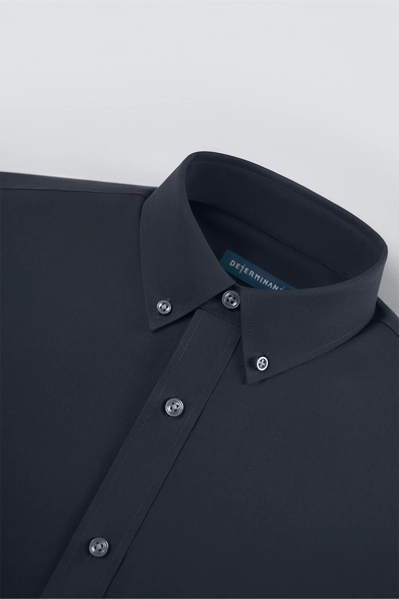 Wrinkle-Free Poplin Button-Down Dress Shirt | Navy 0053KM - Image 3