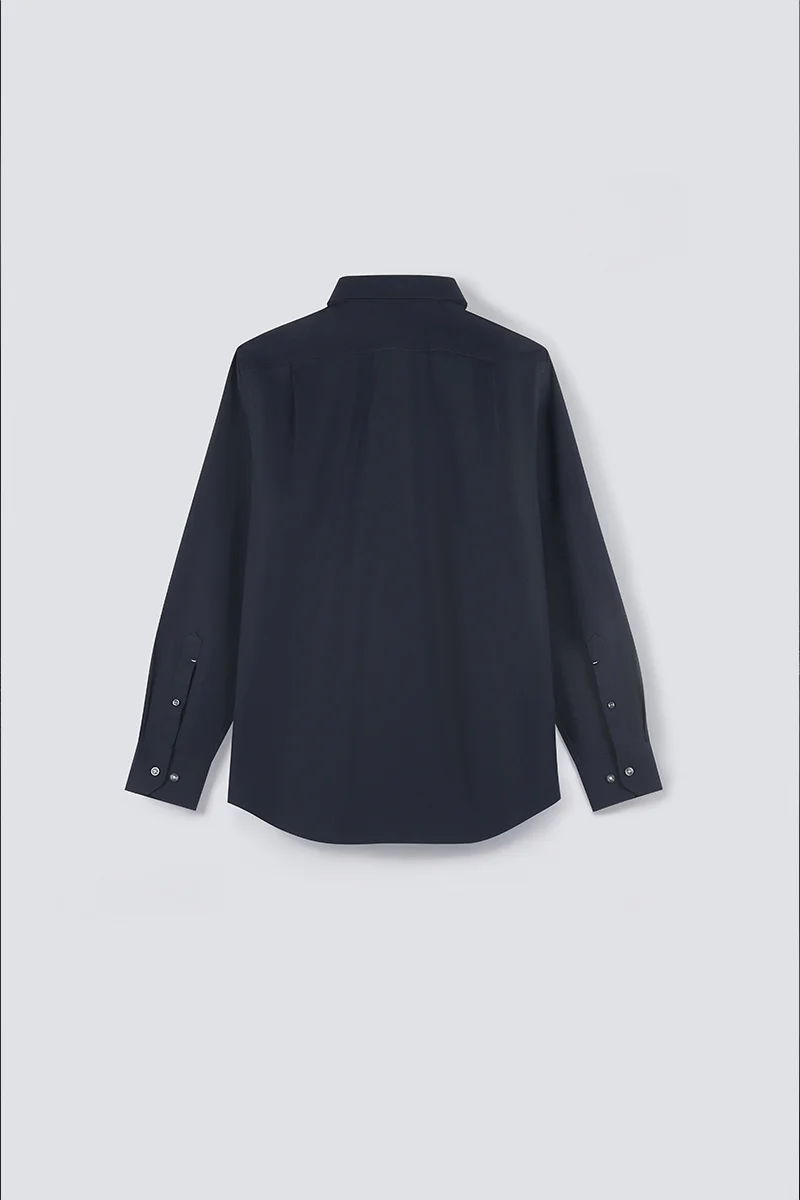 Wrinkle-Free Poplin Button-Down Dress Shirt | Navy 0053KM - Image 6