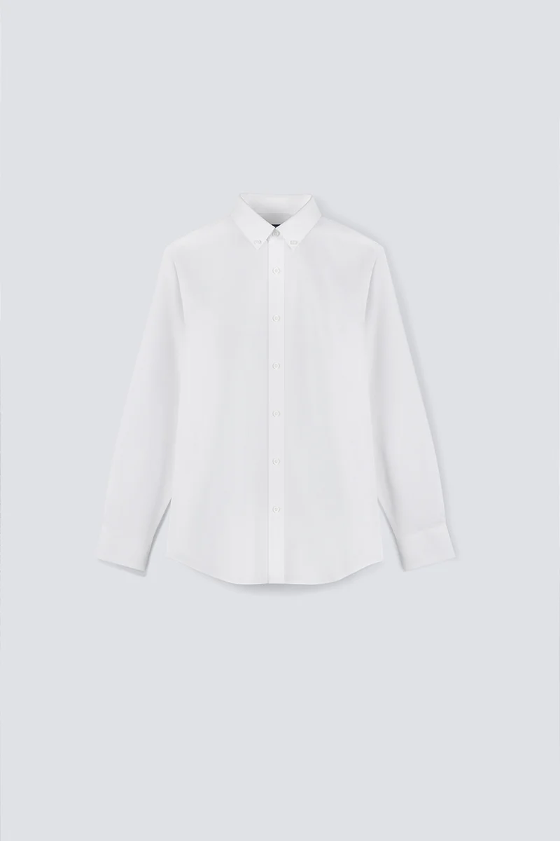 Wrinkle-Free Poplin Button-Down Dress Shirt | White WH001Z - Image 5