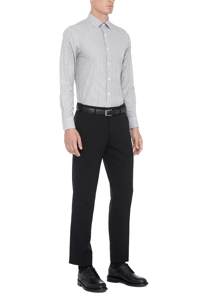 Wrinkle-Free Poplin Dress Shirt | Dark Grey Stripes 10773N - Image 2