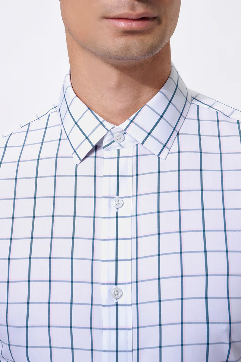 Wrinkle-Free Poplin Dress Shirt | Green Check 21046N - Image 2