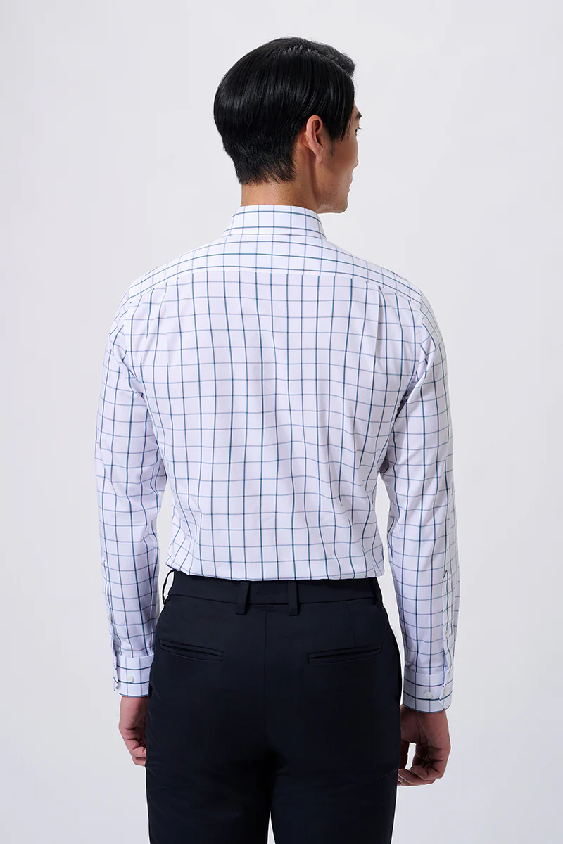 Wrinkle-Free Poplin Dress Shirt | Green Check 21046N - Image 4