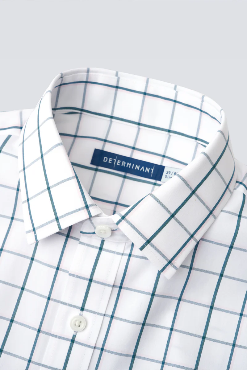 Wrinkle-Free Poplin Dress Shirt | Green Check 21046N - Image 5