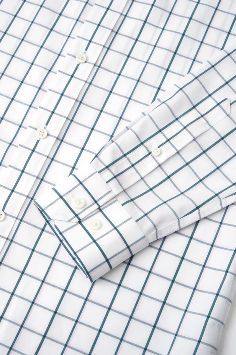 Wrinkle-Free Poplin Dress Shirt | Green Check 21046N - Image 6