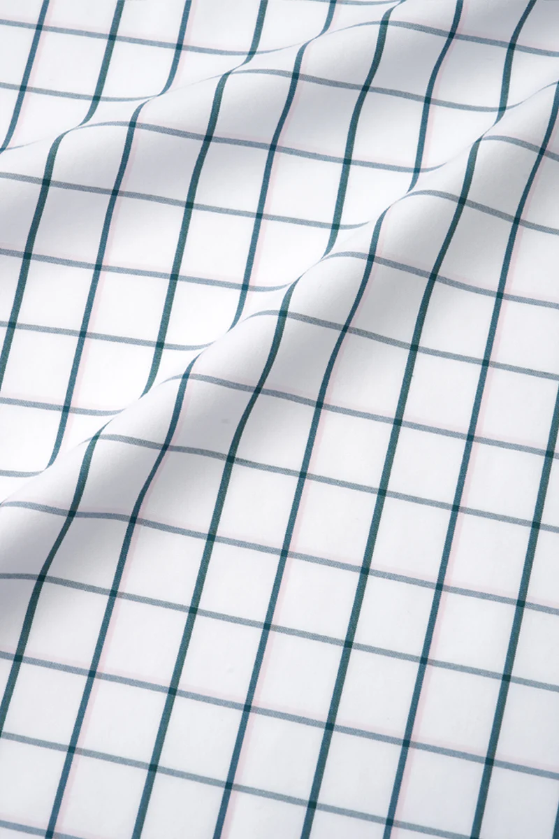 Wrinkle-Free Poplin Dress Shirt | Green Check 21046N - Image 7