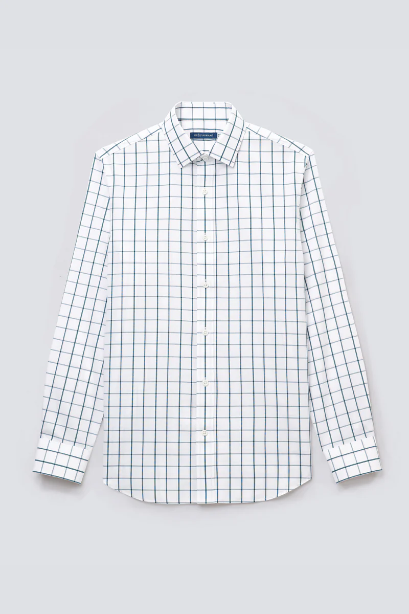 Wrinkle-Free Poplin Dress Shirt | Green Check 21046N - Image 9