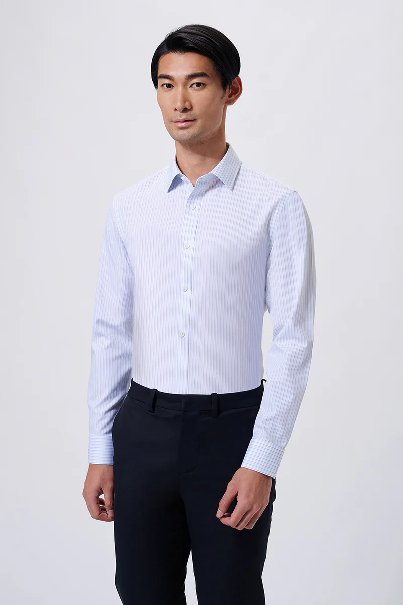 Wrinkle-Free Poplin Dress Shirt | Green Stripes 22497N